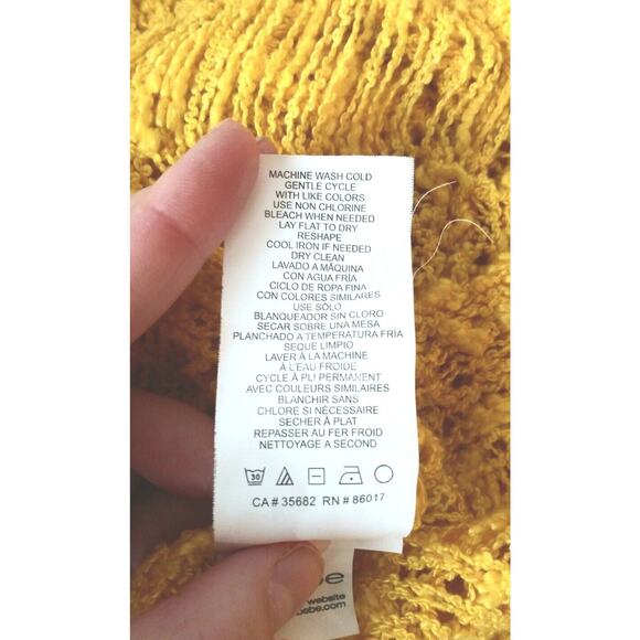 2b Bebe Womens M/L Loose Knit Sweater Top Bright Yellow Boxy Boho Artsy Y2K - Picture 9 of 11